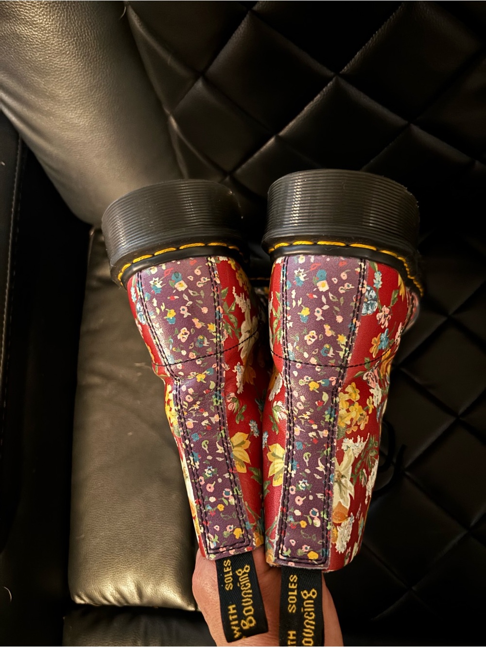 Dr. Martens Women's Floral Lace-Up Boots - Red & Blue Multi - Picture 4 of 4